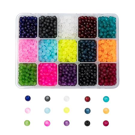 15 Colors Transparent Glass Beads FGLA-JP0001-01-4mm-1