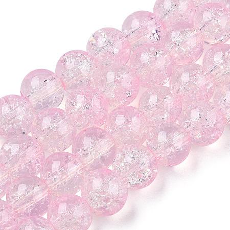 Transparent Crackle Baking Paint Glass Beads Strands DGLA-T003-01B-14-1