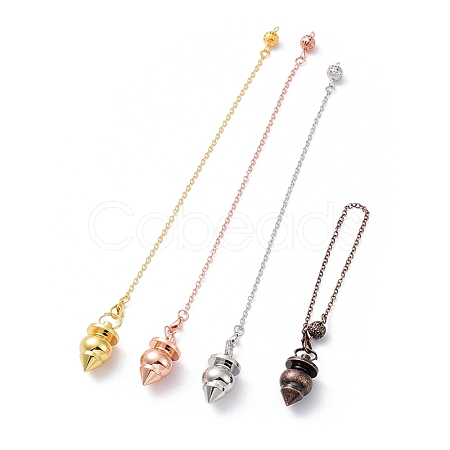 Rack Plating Brass Pointed Dowsing Pendulum Pendants KK-K335-01-1