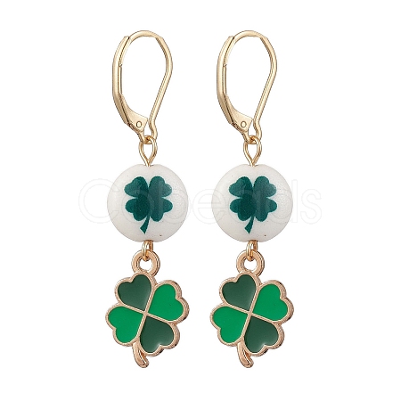 Synthetic White Jade Leverback Earrings EJEW-JE06307-1
