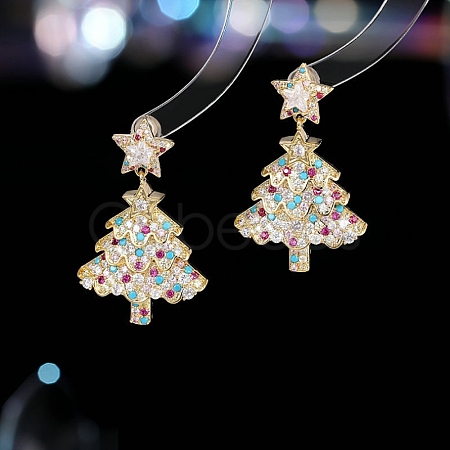 Alloy Dangle Stud Earrings EJEW-H173-02G-02-1