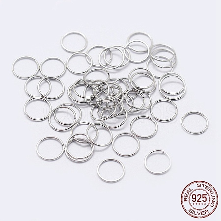 Anti-Tarnish Rhodium Plated 925 Sterling Silver Open Jump Rings STER-F036-02P-1x6mm-1