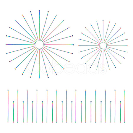 Unicraftale 100Pcs 2 Styles 304 Stainless Steel Flat Head Pins STAS-UN0049-38-1