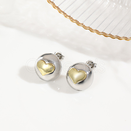 Brass Two Tone Stud Earrings EJEW-S262-10GP-B-1