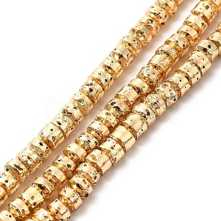 Electroplated Natural Lava Rock Beads Strands G-G984-14KCG-1