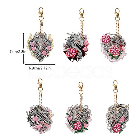 Dragon with Flower Diamond Painting Pendant Decoration Kits PW-WG17767-01-1