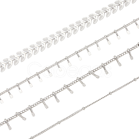 4M 4 Style Stainless Steel Cobs & Satellite Chains and Square Charm Chains STAS-AR0001-37-1