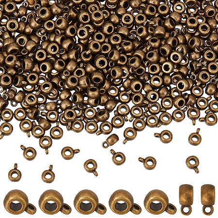 400Pcs Tibetan Style Alloy Rondelle Tube Bails TIBE-SC0009-42AB-1