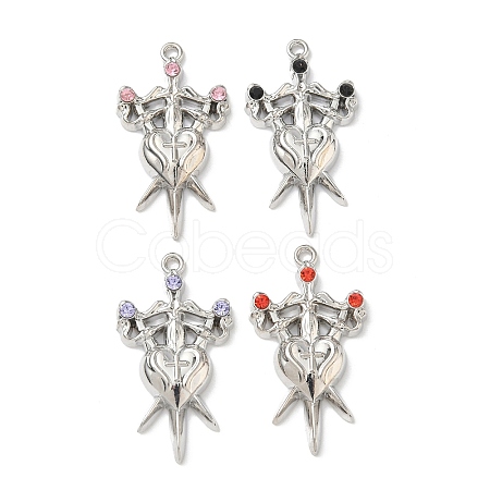 Alloy Rhinestone Pendants FIND-L023-08P-1