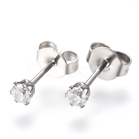 Gifts for Boyfriend Valentines Day Cubic Zirconia Ear Studs EJEW-H072-01-1