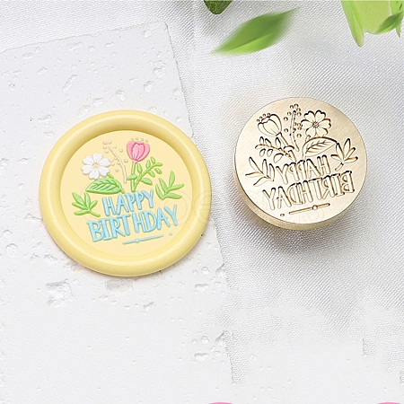 Golden Tone Wax Seal Brass Stamp Heads AJEW-U008-02G-06-1