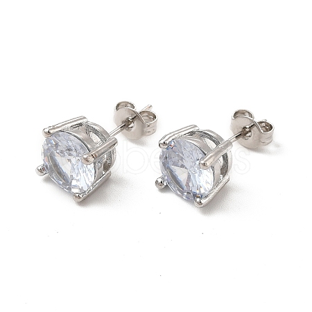 Clear Cubic Zirconia Diamond Stud Earrings EJEW-P221-26P-1