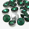 Pointed Back Glass Rhinestone Cabochons, Rivoli Rhinestone, Back Plated, Faceted, Cone, Med.Emerald, 6x3mm