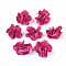 Cloth Pendant Decorations, with Acrylic Findings, Flower, Hot Pink, 25~30x28~35mm, Hole: 2mm