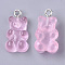 Resin Pendants, with Platinum Tone Iron Loop, Imitation Food, Bear, Pearl Pink, 20.5~22.5x11.5x7mm, Hole: 2mm