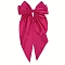 Solid Color Long Bowknot Satin Hair Barrettes, Hair Accessories for Women & Girls, Fuchsia, 360x70mm