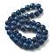 Electroplated Natural Lava Rock Beads Strands, Round, Blue Plated, 10mm, Hole: 1.6mm, about 43pcs/strand, 16.14''(41cm)