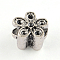 Tibetan Style Alloy European Bead Rhinestone Settings, Lead Free, Flower, Antique Silver, 10.5x10.5x7mm, Hole: 4.5mm, Fit for 1.5mm rhinestone, about 465pcs/1000g