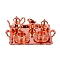 Dollhouse Simulation Mini Alloy Pattern Tea Set Model Ornament, Rose Gold, 65x48x50mm