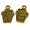 Tibetan Style Alloy Drink Charms, Cupcake, Cadmium Free & Nickel Free & Lead Free, Antique Golden Color, Size: about 16mm long, 11mm wide, 2mm thick, hole: 1.5mm