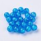 Handmade Silver Foil Lampwork Beads, Round, Deep Sky Blue, 9.5~10mm, Hole: 1.5~2mm