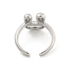 Brass Letter Open Cuff Rings for Women RJEW-G313-01U-P-3