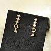 Brass Micro Pave Clear Cubic Zirconia Stud Earrings EJEW-R016-26G-01-2