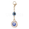 Evil Eye Alloy Enamel with Rhinestone Pendant Decoration HJEW-JM01040-01-1