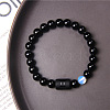 12 Constellations Protetion Aquamarine & Black Obsidian Round Beads Stretch Bracelets for Men Women WG083ED-12-1