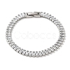 304 Stainlessa Steel Pave Clear Cubic Zirconia Rectangle Link Chain Bracelets for Women LS-BJEW-Z066-01P-03-1
