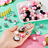 80Pcs Round & Cow Stripe Food Grade Eco-Friendly Silicone Focal Beads SIL-TA0002-68-7