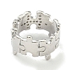Puzzle Brass Micro Pave Cubic Zirconia Cuff Open Rings for Women RJEW-I103-005P-3