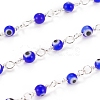 3.28 Feet Handmade Evil Eye Lampwork Round Beaded Chains X-CHC-G009-A-S05-2