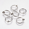 Tarnish Resistant 304 Stainless Steel Retractable Clip-on Hoop Earrings X-STAS-K171-53P-1