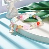 Candy Color Round Beaded Stretch Bracelet with Heart Unicorn Charm for Women BJEW-JB07636-04-2