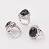 Natural Dyed & Heated Black Agate Finger Rings X-RJEW-P122-20-1