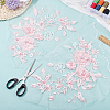 2Pcs Flower Polyester with Plastic Pearl Embroidery Sew on Cloth Patches PATC-HY0002-03C-4