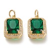 Brass Glass Charms ZIRC-F116-09C-G-1