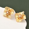 Brass Micro Pave Clear Cubic Zirconia Flower Stud Earrings EJEW-D337-04G-2