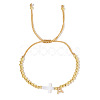 Brass Round Bead Braided Bead Bracelets VB3830-1-4