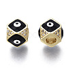 Brass with Cubic Zirconia Rhombus European Beads ZIRC-N039-173-NF-3
