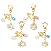 Flower Alloy Enamel & Glass Pendant Decorations HJEW-YW00200-01-2