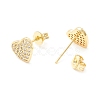 Clear Cubic Zirconia Heart Stud Earrings EJEW-P196-10G-2
