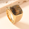 304 Stainless Steel and Natural Tiger Eye Finger Rings FS-WGCBD79-23-1