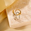 Adjustable 304 Stainless Steel Cuff Rings for Women RJEW-B135-01GP-08-1