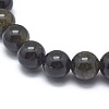 Natural Golden Sheen Obsidian Bead Stretch Bracelets BJEW-K212-B-020-5