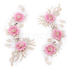 2Pcs Flower Polyester Embroider Thread Iron on/Sew On Patches DIY-ME0001-67A-1
