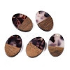 Transparent Resin and Walnut Wood Pendants RESI-T057-04B-1