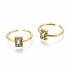 Brass Micro Pave Cubic Zirconia Cuff Rings RJEW-S045-039G-NR-2