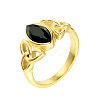 Horse Eye & Knot 304 Stainless Steel with Cubic Zirconia Finger Rings FS-WG8EA45-10-2